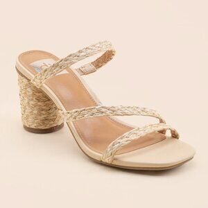 Dolce Vita Strappy Sandal Heel - Raffia Natural - Size 9